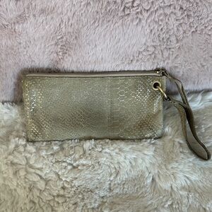 HOBO Gold Textured Wristlet Clutch